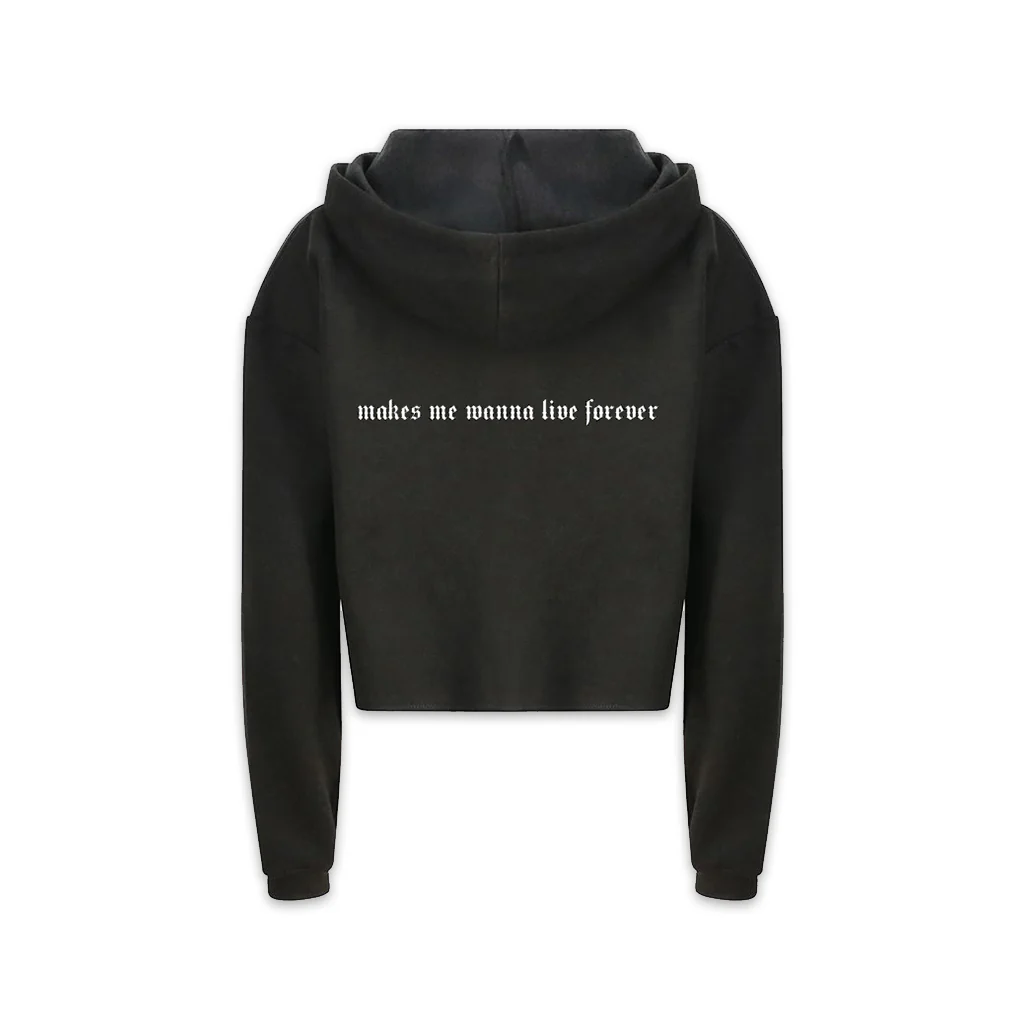 Cropped Logo Hoodie Black - Image 2