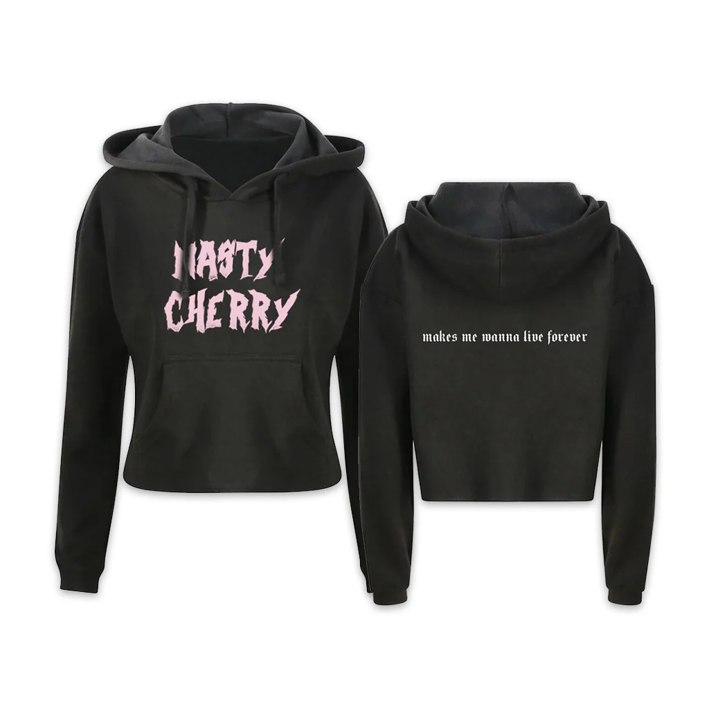 Cropped Logo Hoodie Black - Image 3
